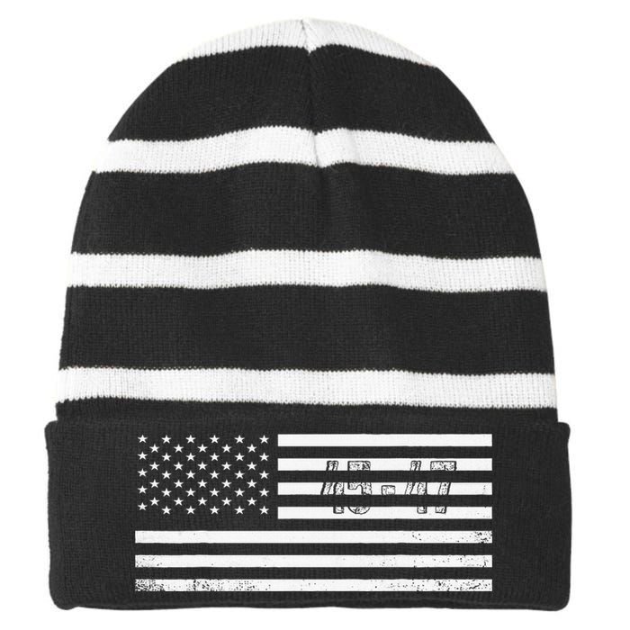 Trump 2024 President 45 47 Vintage American Flag Pro Trump Striped Beanie with Solid Band