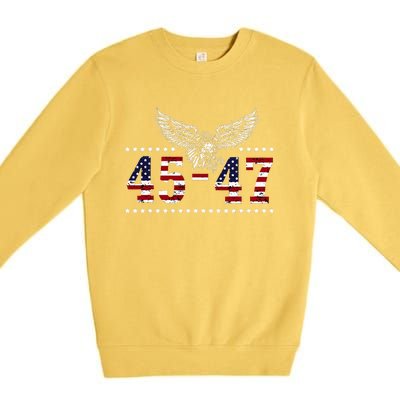 Trump 2024 President 45 and 47 American Flag Trump 2024 Premium Crewneck Sweatshirt