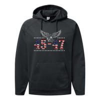 Trump 2024 President 45 and 47 American Flag Trump 2024 Performance Fleece Hoodie