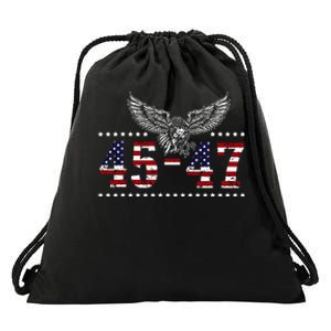 Trump 2024 President 45 and 47 American Flag Trump 2024 Drawstring Bag