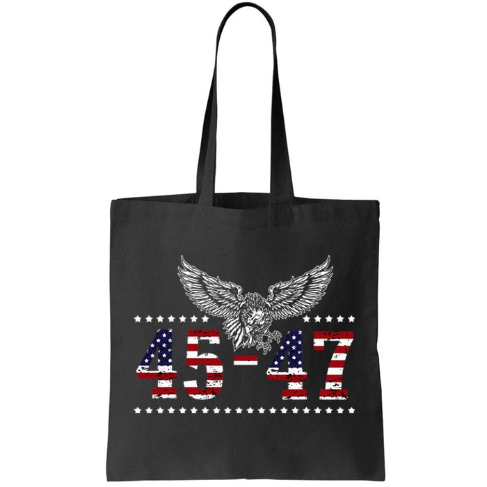 Trump 2024 President 45 and 47 American Flag Trump 2024 Tote Bag