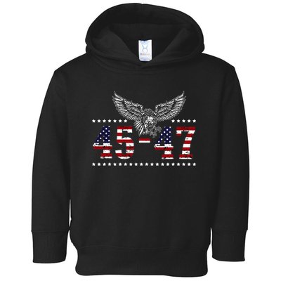 Trump 2024 President 45 and 47 American Flag Trump 2024 Toddler Hoodie