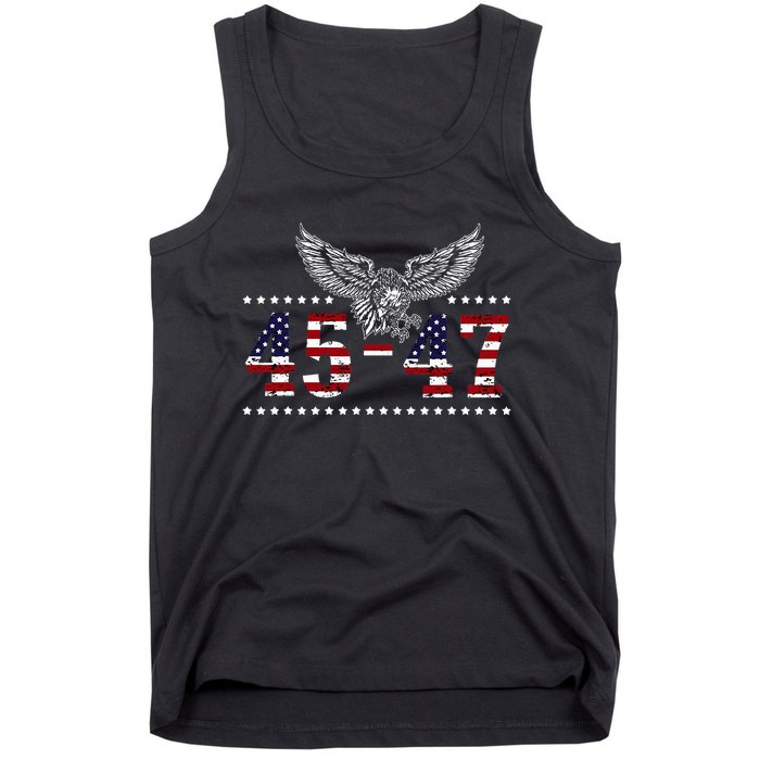 Trump 2024 President 45 and 47 American Flag Trump 2024 Tank Top