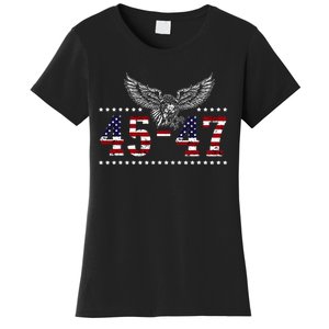 Trump 2024 President 45 and 47 American Flag Trump 2024 Women's T-Shirt