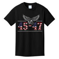 Trump 2024 President 45 and 47 American Flag Trump 2024 Kids T-Shirt