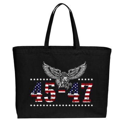 Trump 2024 President 45 and 47 American Flag Trump 2024 Cotton Canvas Jumbo Tote