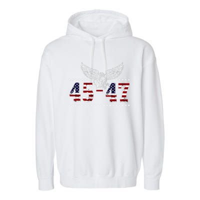 Trump 2024 President 45 and 47 American Flag Trump 2024 Garment-Dyed Fleece Hoodie