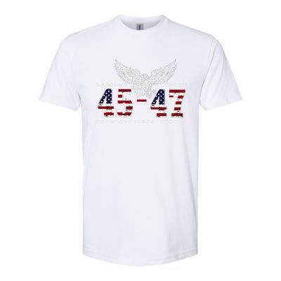 Trump 2024 President 45 and 47 American Flag Trump 2024 Softstyle CVC T-Shirt