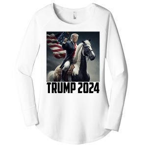 Trump 2024 Patriotic America Horse Usa Flag Women's Perfect Tri Tunic Long Sleeve Shirt