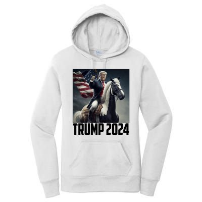 Trump 2024 Patriotic America Horse Usa Flag Women's Pullover Hoodie