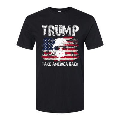 Trump 2024 President Election American Flag Vintage Softstyle® CVC T-Shirt