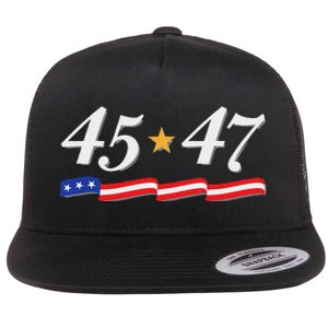 Trump 2024 President 45 47 Flat Bill Trucker Hat