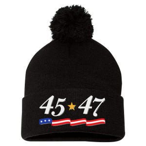 Trump 2024 President 45 47 Pom Pom 12in Knit Beanie