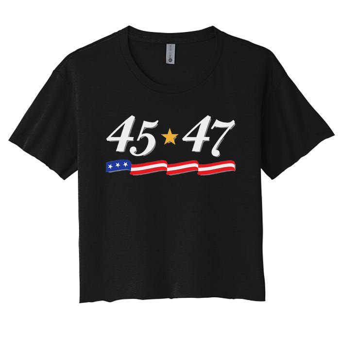 Trump 2024 President 45 47 Women's Crop Top Tee