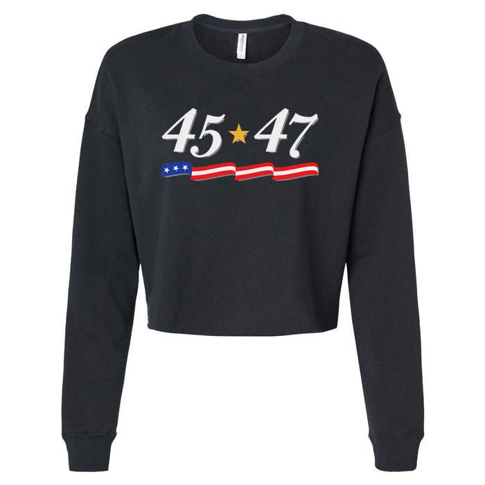 Trump 2024 President 45 47 Cropped Pullover Crew