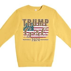 Trump 2024 Pro Trump Supporter Leopard Print Funny Gift Premium Crewneck Sweatshirt