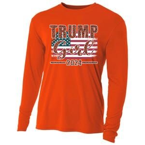 Trump 2024 Pro Trump Supporter Leopard Print Funny Gift Cooling Performance Long Sleeve Crew