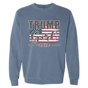 Trump 2024 Pro Trump Supporter Leopard Print Funny Gift Garment-Dyed Sweatshirt