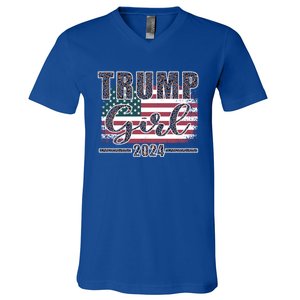 Trump 2024 Pro Trump Supporter Leopard Print Funny Gift V-Neck T-Shirt