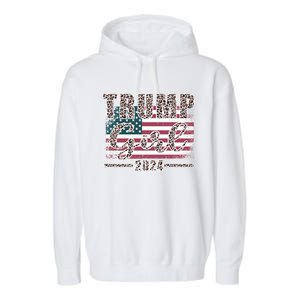 Trump 2024 Pro Trump Supporter Leopard Print Funny Gift Garment-Dyed Fleece Hoodie