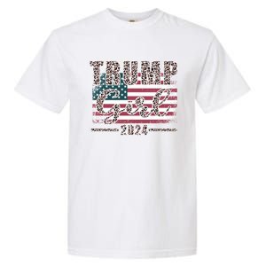 Trump 2024 Pro Trump Supporter Leopard Print Funny Gift Garment-Dyed Heavyweight T-Shirt