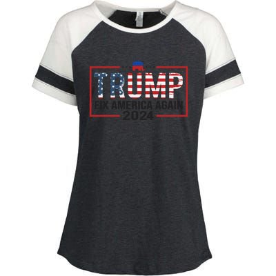 Trump 2024 President Fix America / Presidential Election Cool Gift Enza Ladies Jersey Colorblock Tee