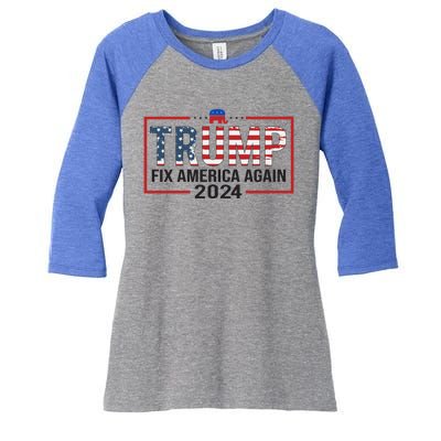 Trump 2024 President Fix America / Presidential Election Cool Gift Women's Tri-Blend 3/4-Sleeve Raglan Shirt