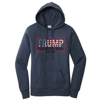 Trump 2024 President Fix America / Presidential Election Cool Gift Women's Pullover Hoodie