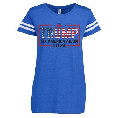 Trump 2024 President Fix America / Presidential Election Cool Gift Enza Ladies Jersey Football T-Shirt