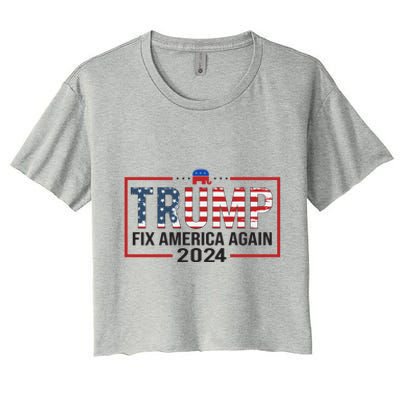 Trump 2024 President Fix America / Presidential Election Cool Gift Women's Crop Top Tee