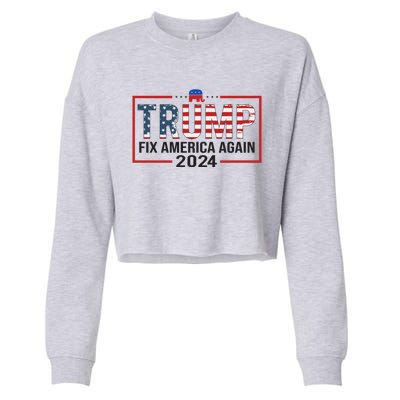 Trump 2024 President Fix America / Presidential Election Cool Gift Cropped Pullover Crew