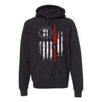 Trump 2024 President 45 47 Vintage American Flag Pro Trump Premium Hoodie