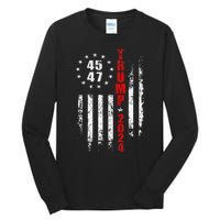 Trump 2024 President 45 47 Vintage American Flag Pro Trump Tall Long Sleeve T-Shirt