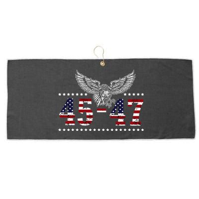 Trump 2024 President 45 And 47 American Flag Trump 2024 Large Microfiber Waffle Golf Towel