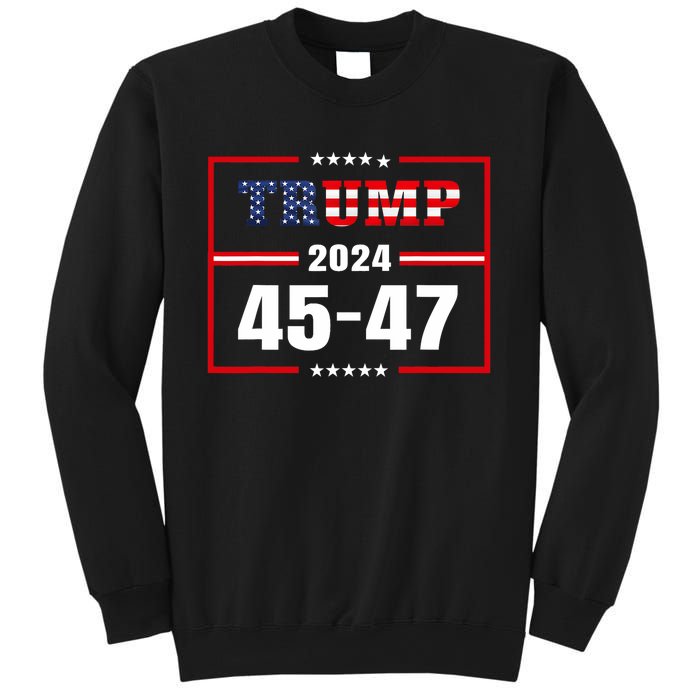 Trump 2024 President 45 47 Vintage American Flag Pro Trump Sweatshirt