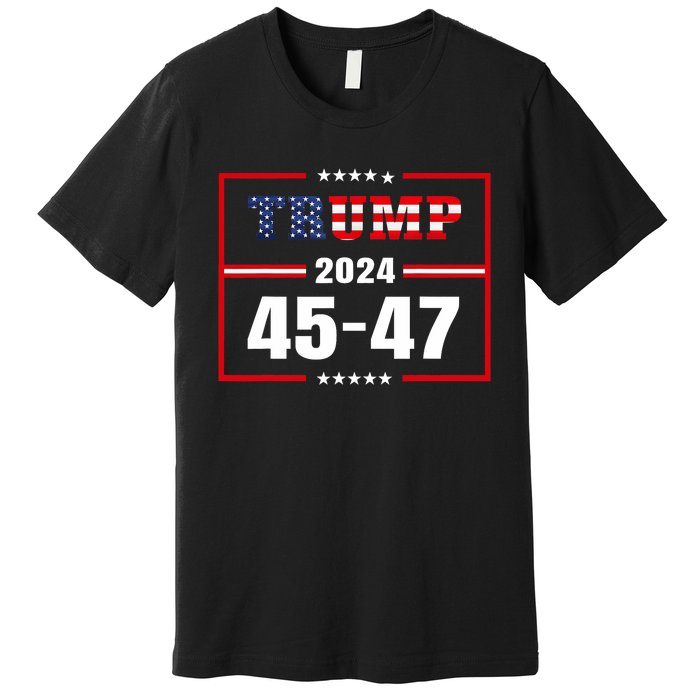 Trump 2024 President 45 47 Vintage American Flag Pro Trump Premium T-Shirt