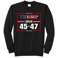 Trump 2024 President 45 47 Vintage American Flag Pro Trump Tall Sweatshirt