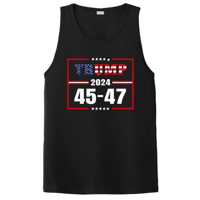 Trump 2024 President 45 47 Vintage American Flag Pro Trump PosiCharge Competitor Tank