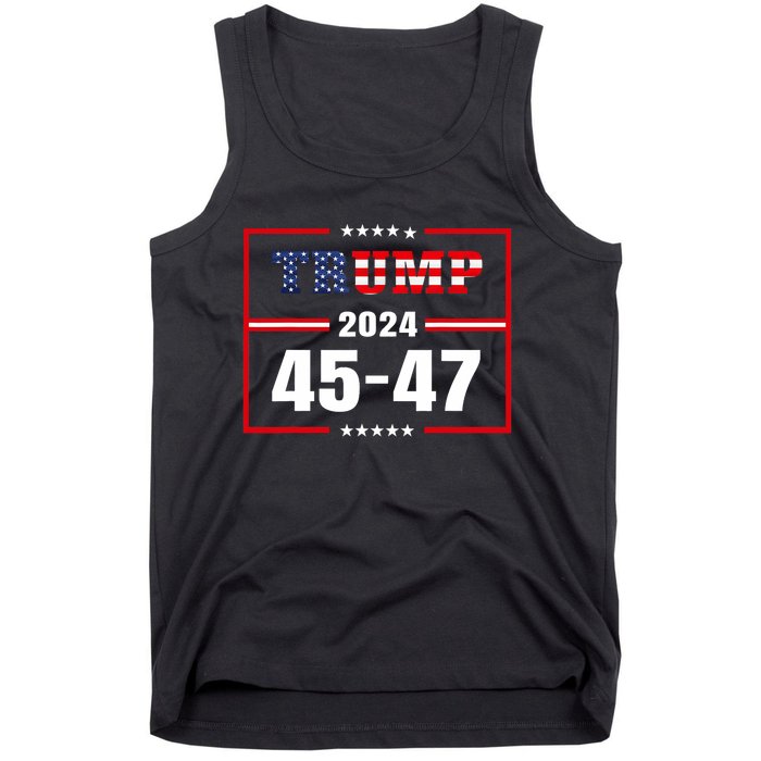 Trump 2024 President 45 47 Vintage American Flag Pro Trump Tank Top