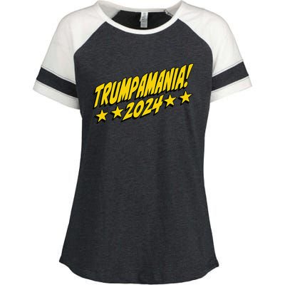 Trumpamania 2024 President Trump Fun Election Enza Ladies Jersey Colorblock Tee