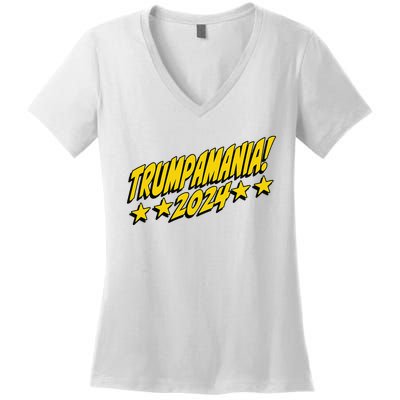 Trumpamania 2024 President Trump Fun Election Women's V-Neck T-Shirt