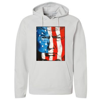 Trump 2024 Patriotic Flag Facepaint Donald Trump 4th Of July Performance Fleece Hoodie