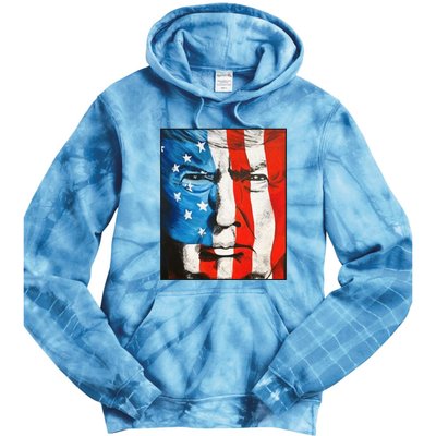 Trump 2024 Patriotic Flag Facepaint Donald Trump 4th Of July Tie Dye Hoodie