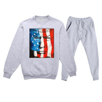 Trump 2024 Patriotic Flag Facepaint Donald Trump 4th Of July Premium Crewneck Sweatsuit Set