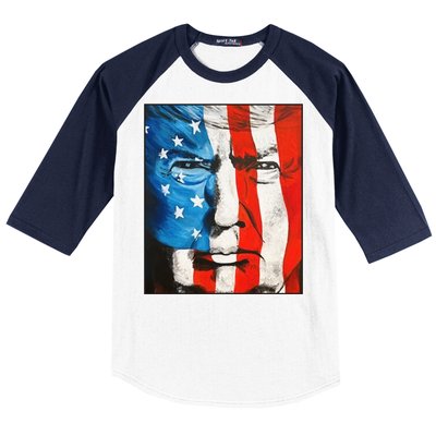 Trump 2024 Patriotic Flag Facepaint Donald Trump 4th Of July Baseball Sleeve Shirt