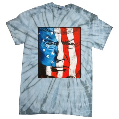 Trump 2024 Patriotic Flag Facepaint Donald Trump 4th Of July Tie-Dye T-Shirt