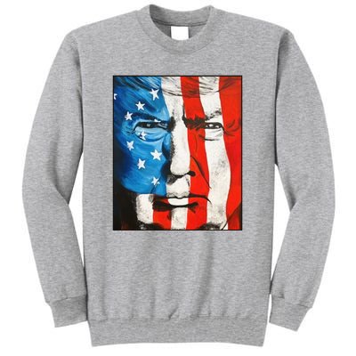 Trump 2024 Patriotic Flag Facepaint Donald Trump 4th Of July Tall Sweatshirt