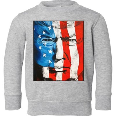 Trump 2024 Patriotic Flag Facepaint Donald Trump 4th Of July Toddler Sweatshirt