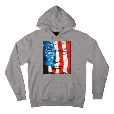 Trump 2024 Patriotic Flag Facepaint Donald Trump 4th Of July Tall Hoodie