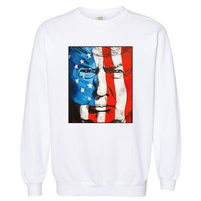 Trump 2024 Patriotic Flag Facepaint Donald Trump 4th Of July Garment-Dyed Sweatshirt